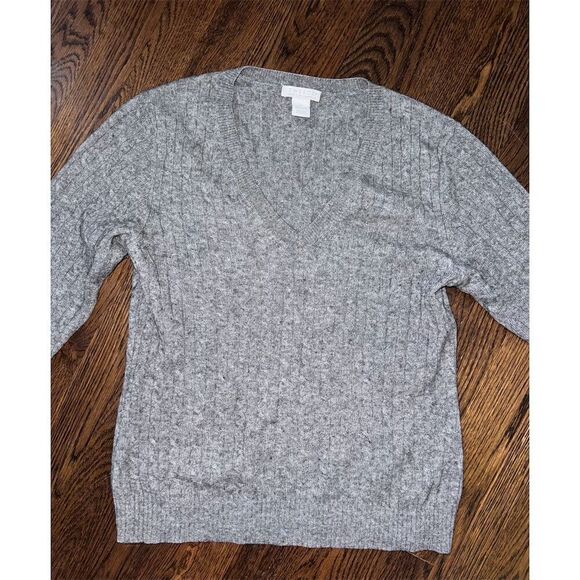 Tweeds Women's Gray V-Neck 2-Ply Cashmere Sweater Size M Long Sleeve Pullover - Picture 2 of 5